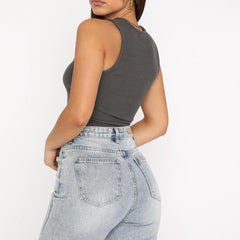 Gilet ajouré à découpes assorties, haut court et court, vêtements d'extérieur