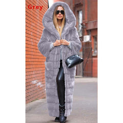 Manteau en fausse fourrure à capuche, manteau rembourré en coton, manteau épais et long en peluche, trench-coat grande taille