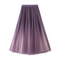Starry Sky Gradient Gauze Skirt Pleated Mesh Skirt Western Large Swing Skirt Skirt