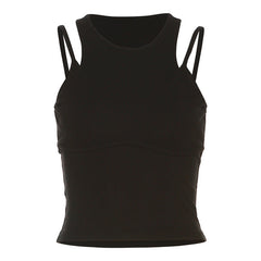 Trends Round Neck Camisole Slim Fit Cropped Solid Color All Matching Vest