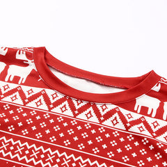 Pullovers Home Wear Red Long Sleeved Trousers Christmas Snowflake Pajamas Suit
