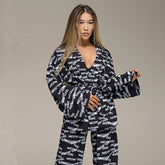 Bedruckte Kunstseide, lässig, atmungsaktiv, locker, bequem, Pyjama, Homewear, Oberbekleidung