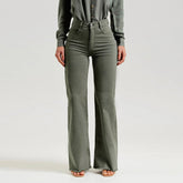 Jean slim stretch uni évasé effiloché