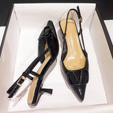 Female Summer French Pointed Mid Toe Box