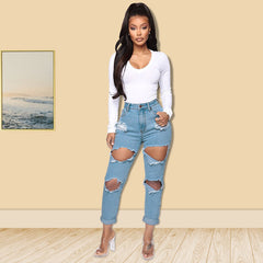 Jean délavé blanc déchiré Fall HBrush grande taille