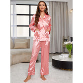 Pyjama-Strickjacke, langärmelig, Homewear, zweiteiliges Set