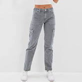 Seller in Jeans Gerade geschnittene, hoch taillierte Jeanshose in Waschung