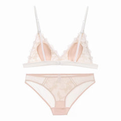 Bralette French Triangle Cup Unterwäsche Bügelloses atmungsaktives BH-Set mit Tüllstickerei