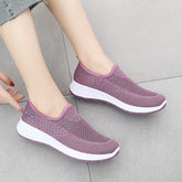 Chaussures de sport plates à enfiler en maille respirante pour femmes