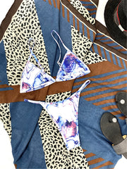 Geteilter Badeanzug mit Retro-Print, dreiteiliges Bikini-Set