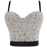 Bubble Beads plus Diamond Tube Top Handgefertigter Büstenhalter mit Nieten, figurformende Weste, trendiges Sling-Bühnenkostüm