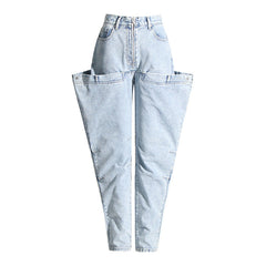 Jean skinny amincissant taille haute à coutures rétro uniques