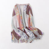 Retro Artistic Printed Skirt Mid Length Mesh