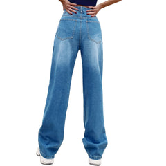 Loose High Waist Mopping Ripped Denim Trousers