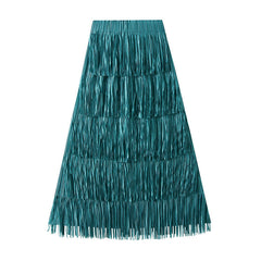 High End Pleated Niche Tassle All-Matching Youthful Looking Slimming Skirt