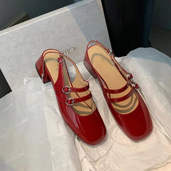 Chaussures basses à double boucle pour femme, dos vide et fermé