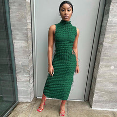 Slim Side Hollow Out Cutout out Tied Sleeveless Dress