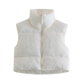 Sleeveless Zipped StCollar Cotton Vest Multi Color Slim Fit Cotton Padded Jacket Vest Top