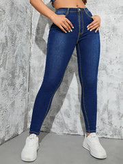 Jean slim taille haute, pantalon crayon slim
