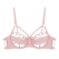 Underwear Big Breasts Show Mesh Breathable Comfortable Pure Ultra Thin Bra Set