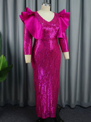Robe amincissante à sequins, cadeau de Noël, robe à volants en une étape