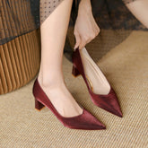 Women's Handmade Square Toe High Chunky Heels