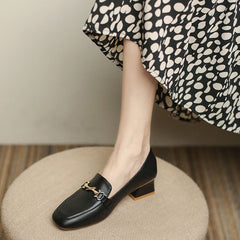 Women's Buckle Kitten Female Square Toe Soft