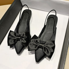Women's Summer European Goods Silk Bow Pointed Toe Simple