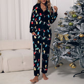 round Neck Home Casual Comfortable Can Be Worn outside Thermal Flannel Christmas Jumpsuit