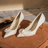 Damen Französische High Stiletto Braut Blumen Hochzeit Heels