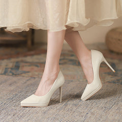 Women's High Pointed Toe Stiletto Waterproof Platform Pumps Solid Heels