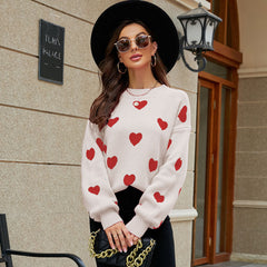 Valentinstag Liebe Rundhalsausschnitt Locker sitzender Strickpullover