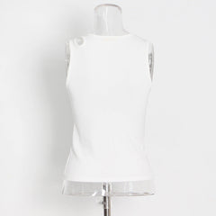 Knitted Vest Niche round Neck Hollow Out Hollow Out Cutout out Sleeveless Inner Match Top