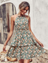 Neckholder-Kleid mit Rückenausschnitt und Print, ärmellos