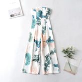 Banana Leaf Print Slim Fit One-Piece Trousers