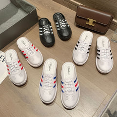 Cool White Half Outdoor Couple Slip-on Slippers