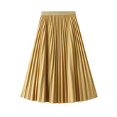 Draping Pleated Skirt Viscose Linen Skirt Mid Long Slim High Waist A line Skirt