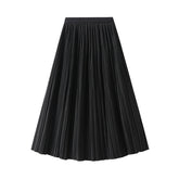 Elegant Pleated Skirt Double Pleated Draping Slimming Mid Length Pleated Skirt