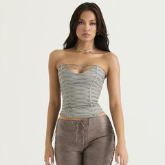 Sweet Spicy Slim Fit Rückenfreies Tube Top Kurzes Top