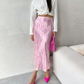 Jupe taille haute à motif zèbre de couleur contrastée française Jupe fourreau longue de niche Jupe queue de poisson