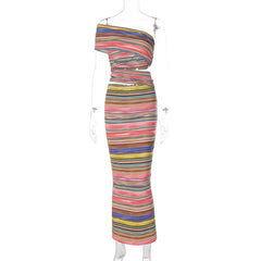 Printed Slim Hollow Out Cutout Backless Split Dress