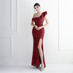 Imitation Handmade Sequin Craft Appreciation Dinner Slim Fit Fishtail Wedding Car Model Exhibition Cocktail
