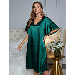 Pajamas Silk like High Grade Home Wear Ice Silk Satin Nightdress