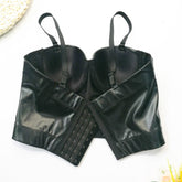 Leather Tube Top Artificial Sheepskin Sling Vest Inner Match Bra Free Beauty Model Boning Corset Top