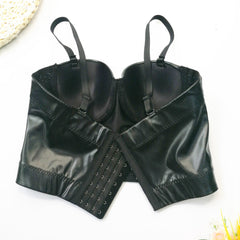 Leather Tube Top Artificial Sheepskin Sling Vest Inner Match Bra Free Beauty Model Boning Corset Top