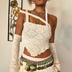 Retro Embossed Cutout Sling Top Sweet