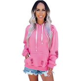 Pink Long Sleeve Hooded Casual All Match Pocket Bottoming Shirt