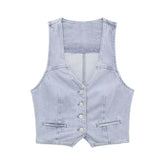 Kurzes Midikleid mit Schlitz und Jeansweste