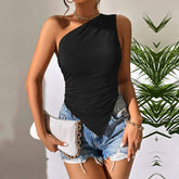 Slim Irregular Asymmetric Shoulder off Shoulder Vest Camisole Top