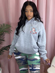 Hooded Sweater Cartoon Front Rear Printing Hooded Casual Loose Sweater